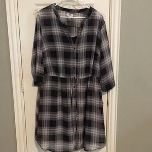 100% poly black and grey plaid tunic